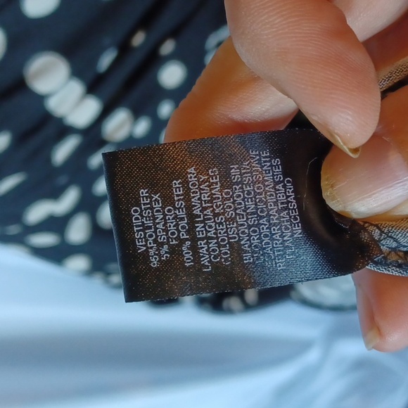 Christopher Banks Classic A-Line Midi Dress Sleeveless Black/white Polka Dot 10 - Picture 8 of 8